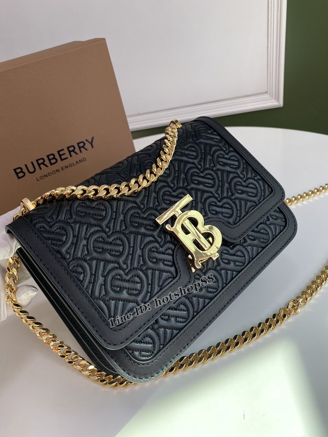 Burberry專櫃新款小號TB刺繡絎縫鎖扣包 巴寶莉羔羊皮鏈條單肩斜挎女包 yxb1167